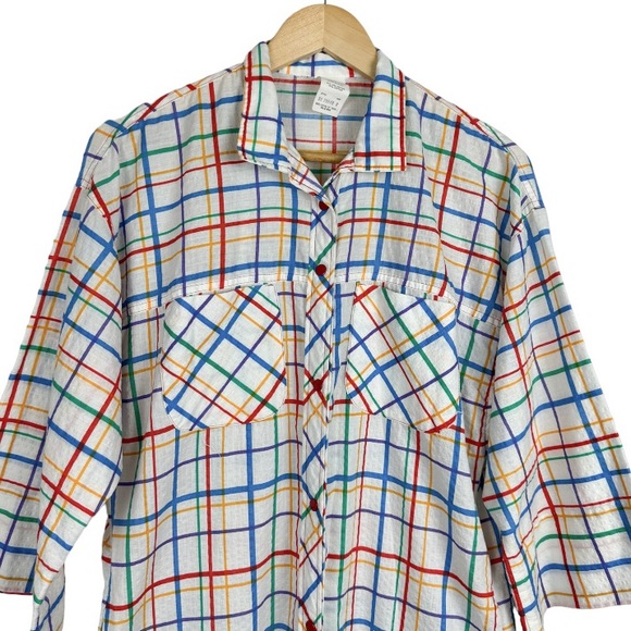 Vintage Colorful Plaid Sleep Gown Size 6 - Picture 2 of 7